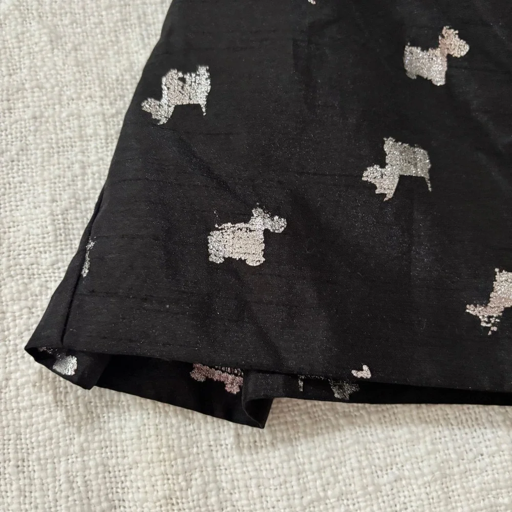 Gymboree Girls Black Silver Metallic Scottie Dog Party Dress Size 6 Holiday Bow